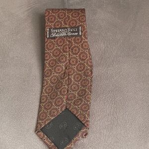 Stefano Ricci Geometric Brown Tie 100% Silk